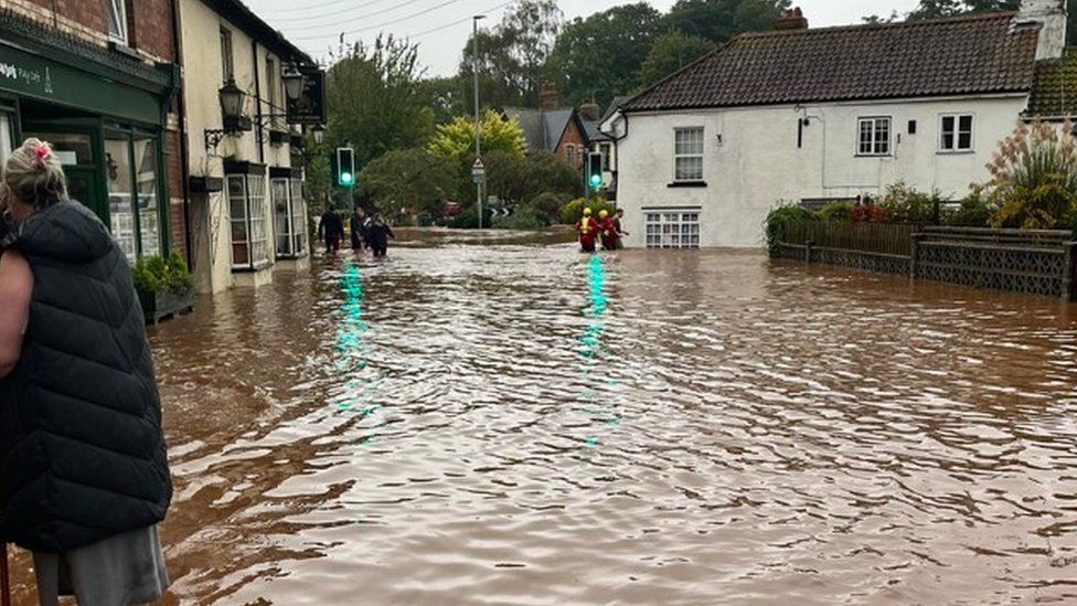 Flash flooding in Kenton, on the outskirts of Exeter