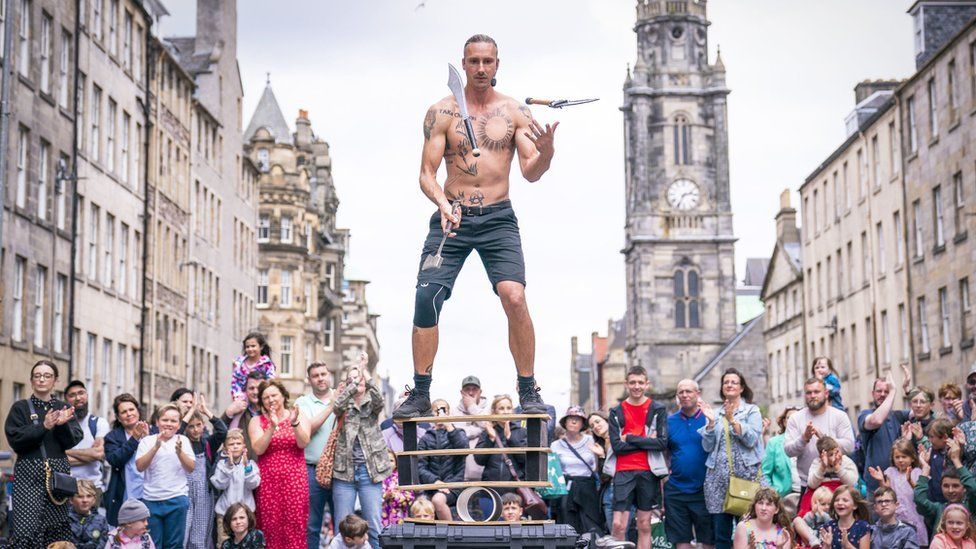 A man performing in Edinburgh