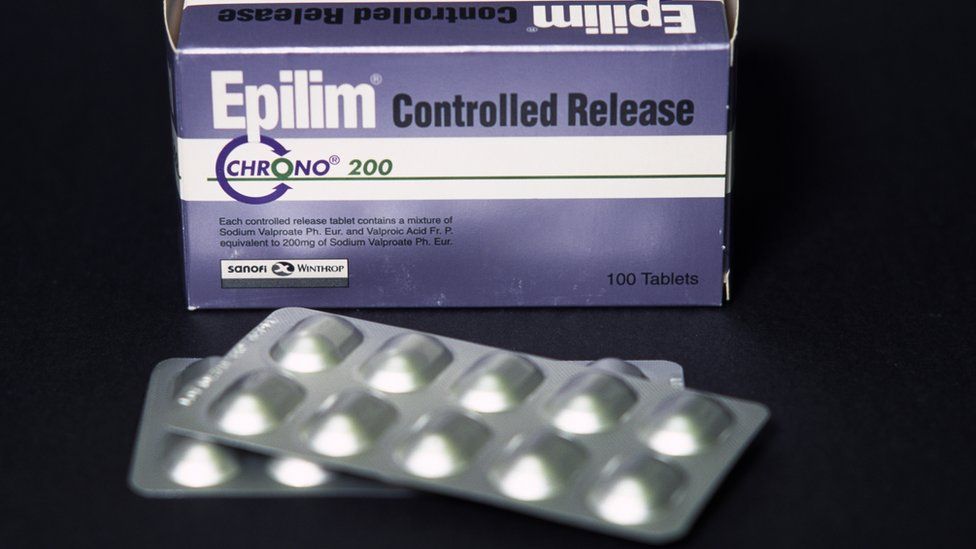 A box of Epilim, or sodium valproate, pills
