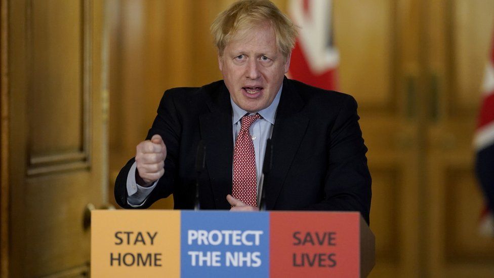 Boris Johnson at one of the coronavirus briefings