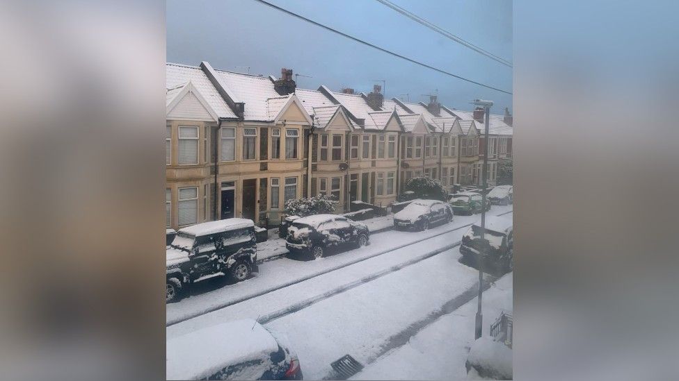 A snowy street in Brislington