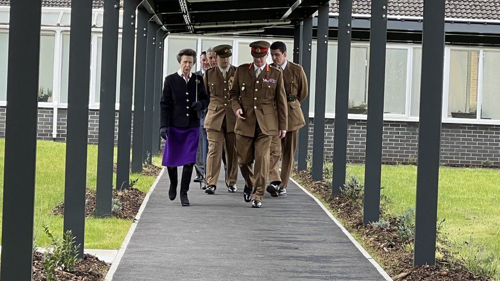 Princess Anne on a tour of army accommodation