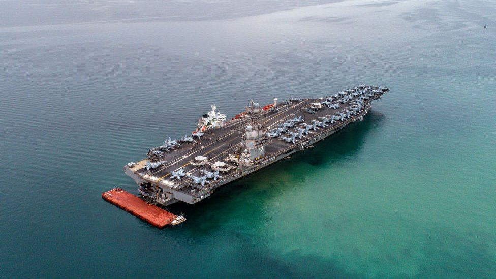 The aircraft carrier USS Gerald R Ford