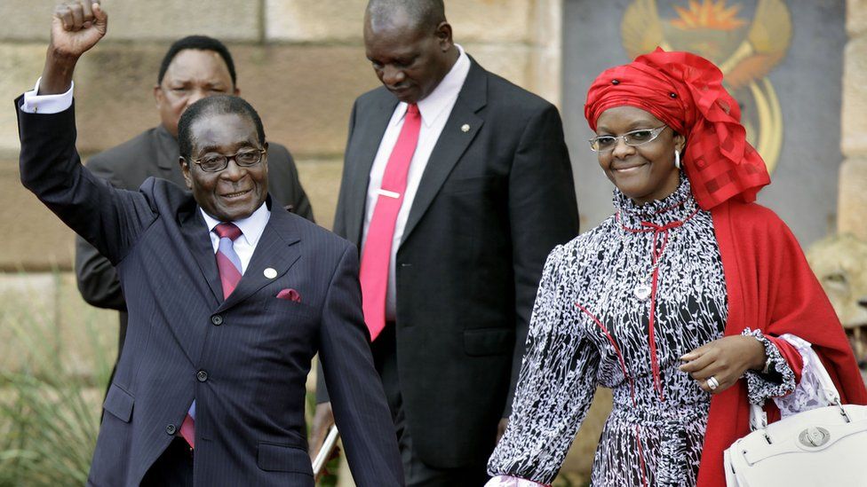 Zimbabwe president Robert Mugabe and his wife Grace Mugabe