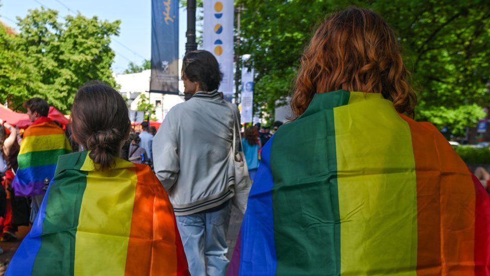 Participants during the 2023 Equality March in Krakow city center, on Saturday, 20 May 2023, in Krakow, Poland