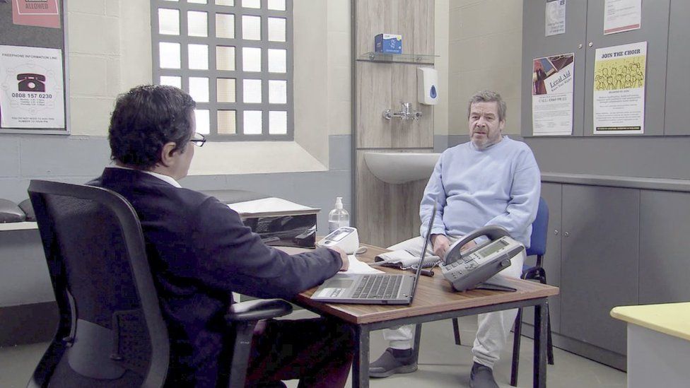 Coronation Street character Johnny Connor talking to the prison doctor about his hallucinations
