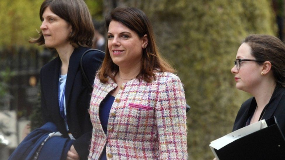 Minster of State for Immigration Caroline Nokes (centre) arriving in Downing Street ahead of talks with Prime Minister Theresa May, Commonwealth leaders, Foreign Ministers and High Commissioners in relation to the Windrush generation immigration controversy.