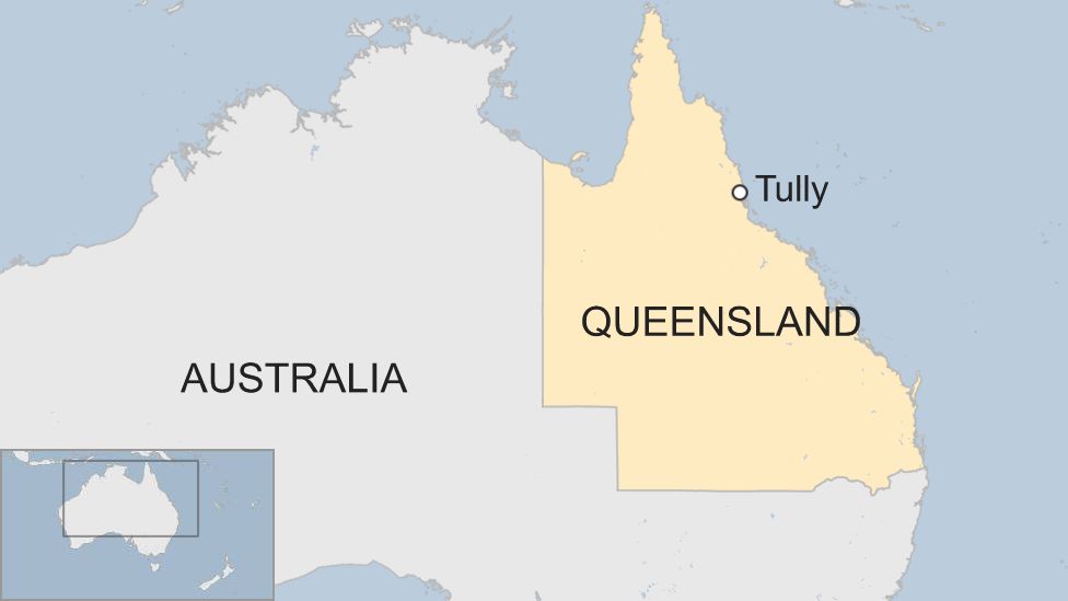 Australia map showing Tully, Queensland