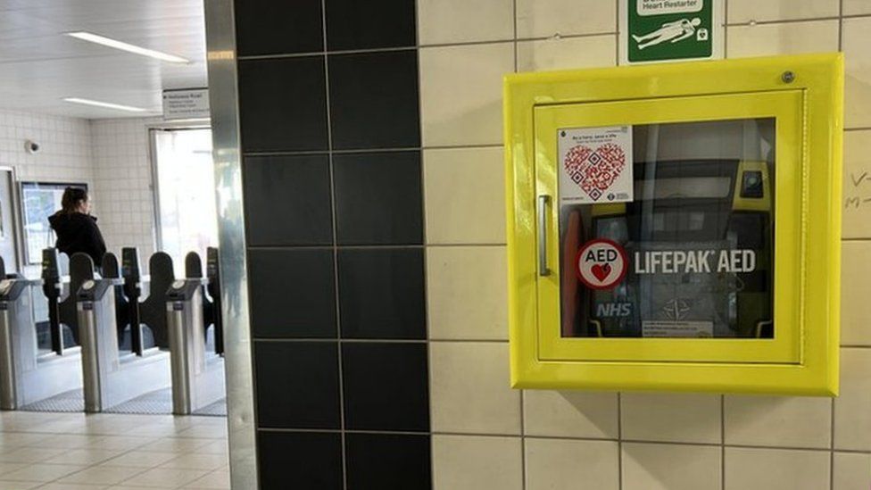 Defibrillator at an underground station