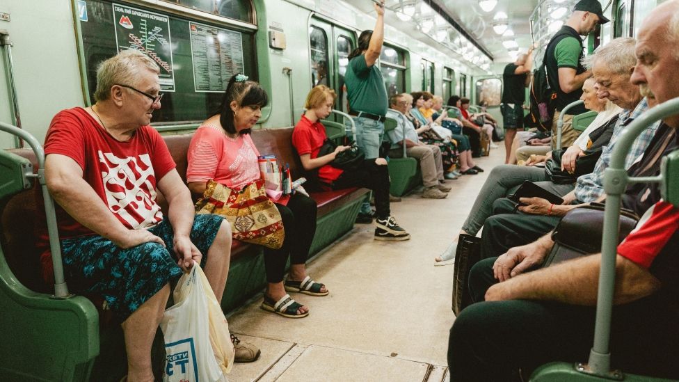 People on the metro in Ukraine