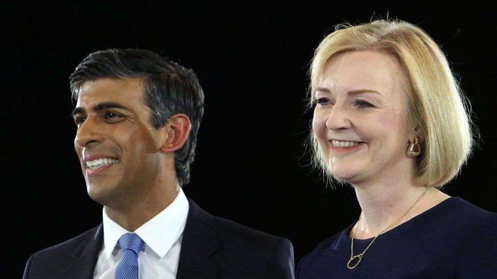 Rishi Sunak and Liz Truss at final hustings on 31 August