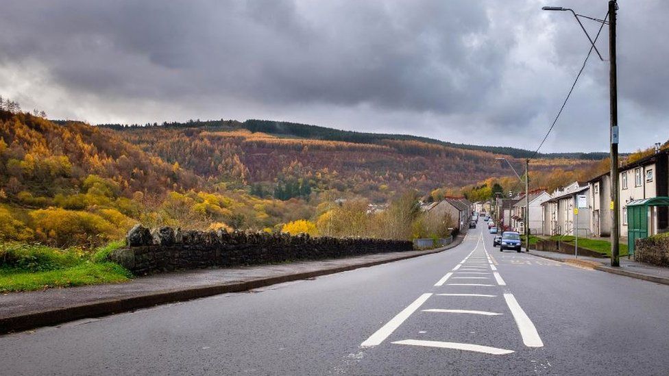 Photo of the main road in and out of the village of Cwmaman