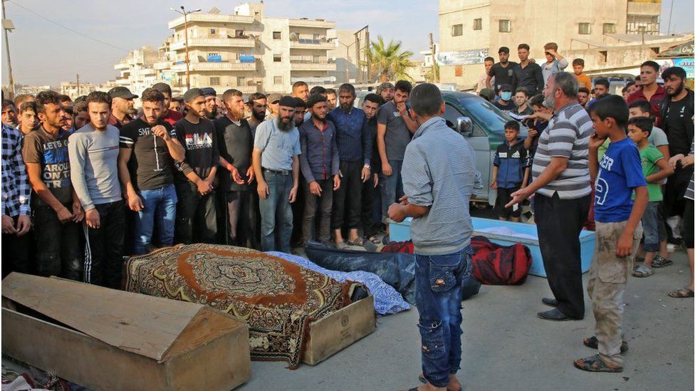 Funeral of Faylaq al-Sham fighters killed in air strike in Idlib (26/10/20)