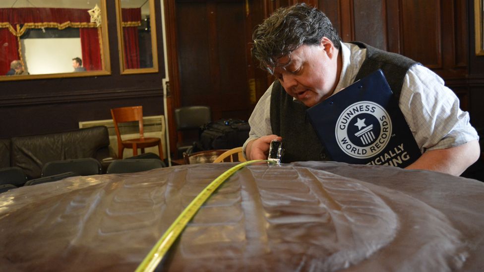 Craig from Guinness World Records measures the Jaffa Cake