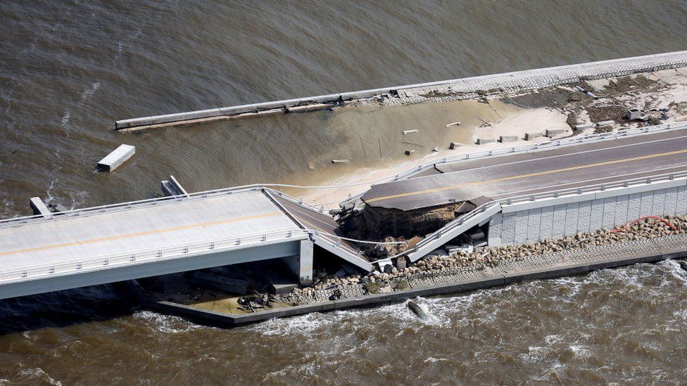 The bridge to Sanibel pummeled