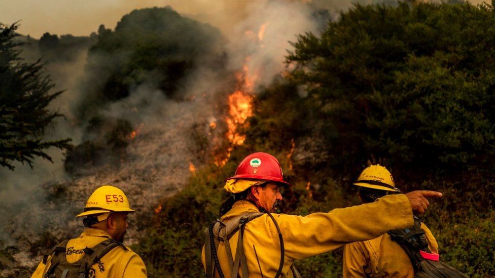 Firefighters battle the Dolan fire in Big Sur, California in August 2020