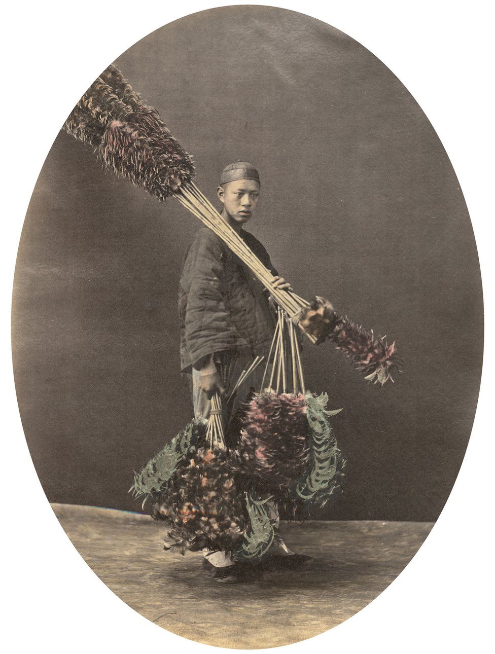 William Saunders, The Brush Seller, 1860s - 1870s. Hand-tinted albumen silver print. No. 23 in Sketches of Chinese Life and Character series