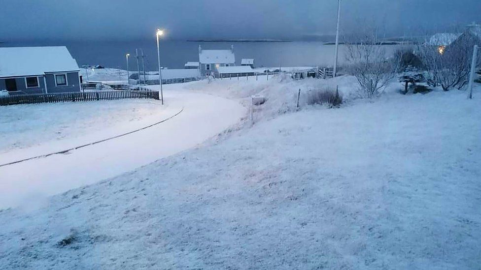 Snowfall in the Shetland Islands