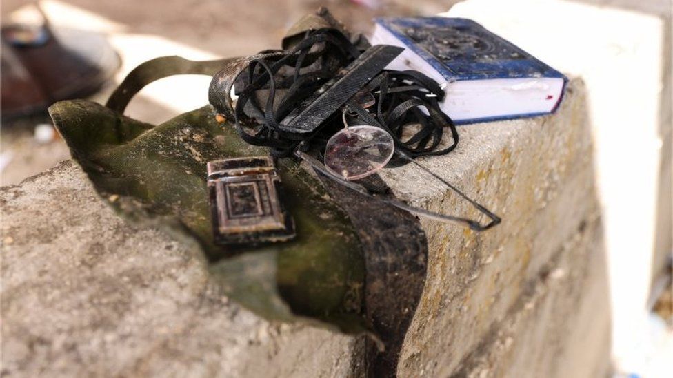 Belongings of Orthodox Jews can be seen on Mount Meron