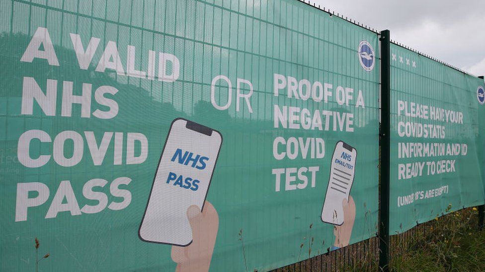 Banners outside the football stadium