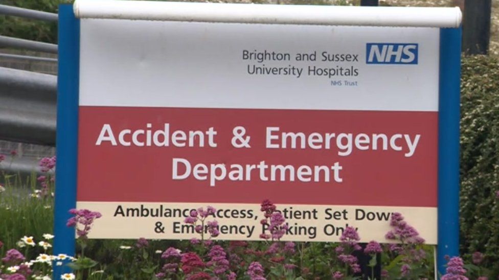 A&E sign Brighton and Sussex University Hospitals NHS Trust