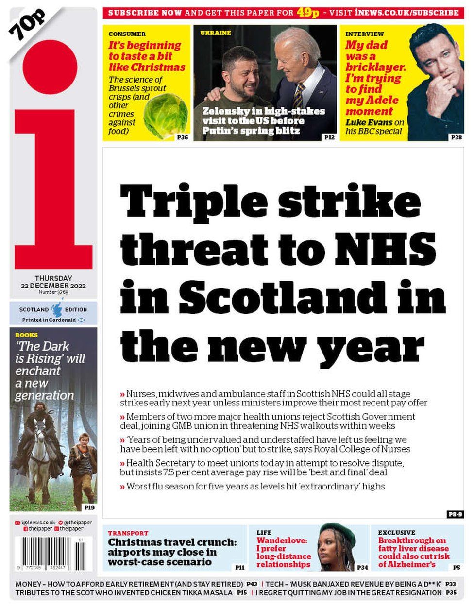Scotlands papers New year triple strike threat and gender bill delay