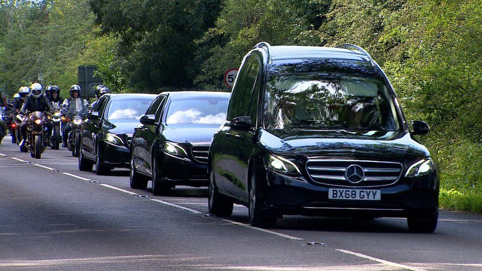 Reece Hornibrook Motorbike escort for funeral of 'gentle giant' BBC News