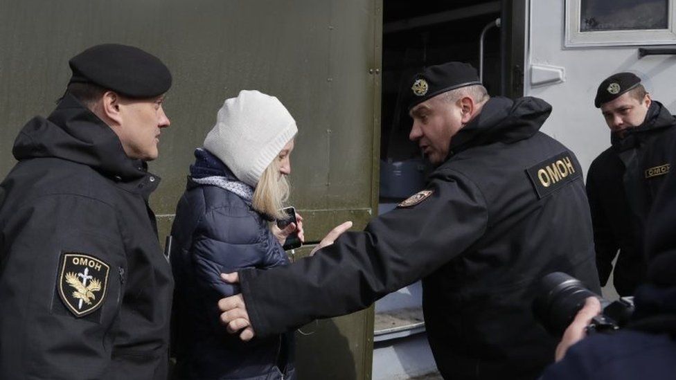 Belarus police detain human rights advocate Tatyana Revyaka in Minsk, Belarus, 26 March 2017