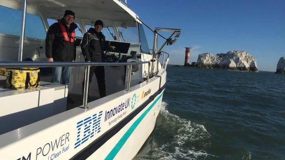Hydrogen-powered boat at the Needles