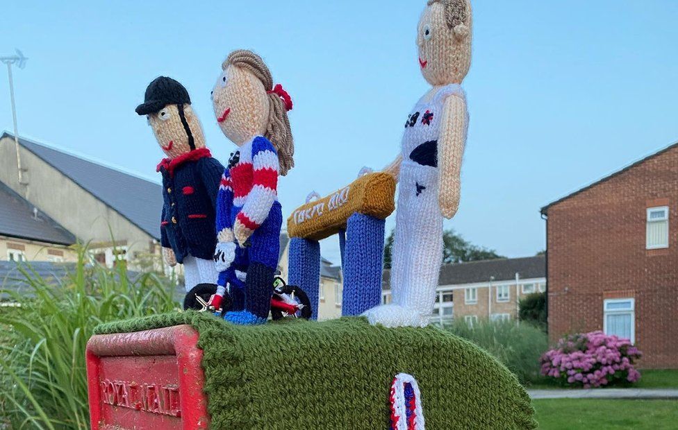 Knitted Ben Maher, Beth Shriever and Max Whitlock