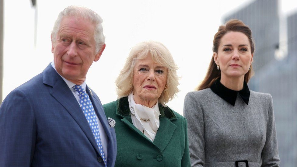 The King, Queen Camilla and the Princess of Wales in March 2022