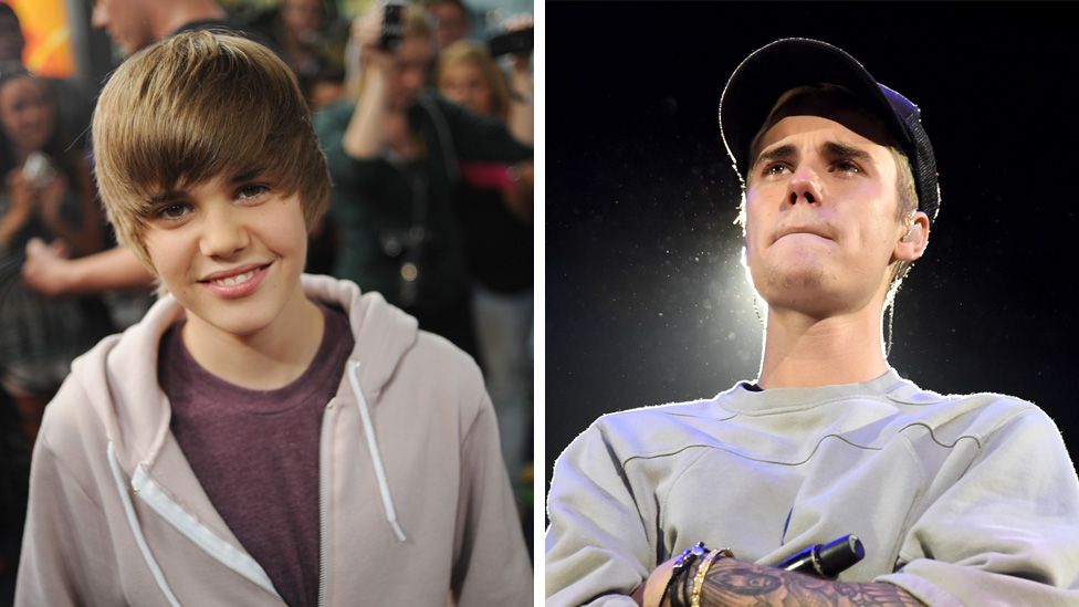 Justin Bieber now and then