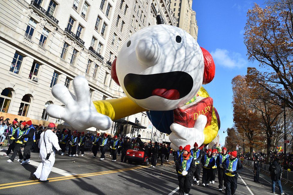 Thanksgiving Day Macy's Parade balloons fly in New York BBC News