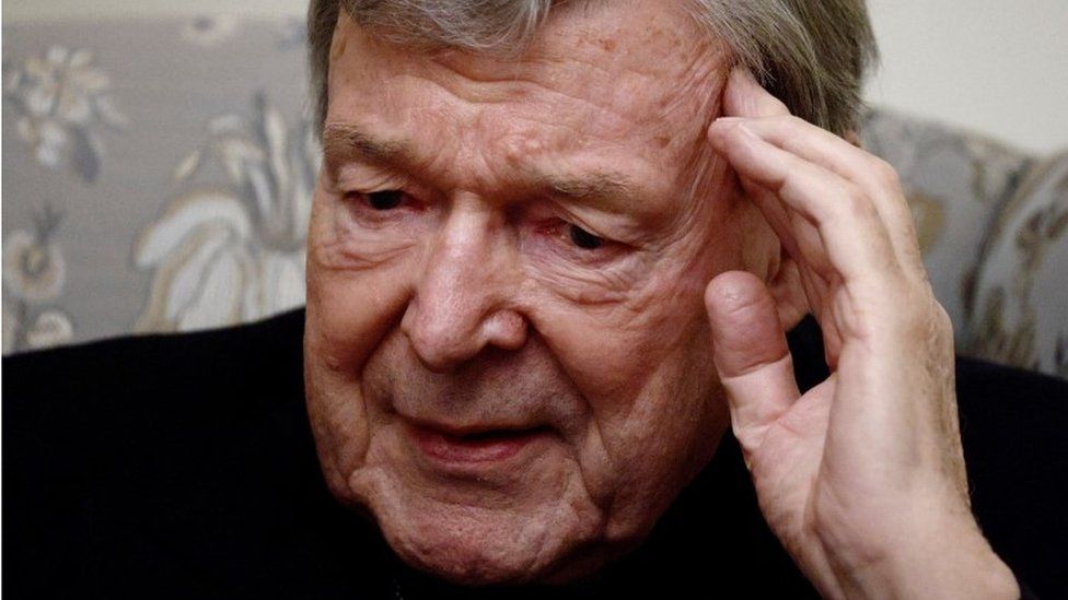 Australian Cardinal George Pell looks on during an interview with Reuters in Rome, Italy December 7, 2020.