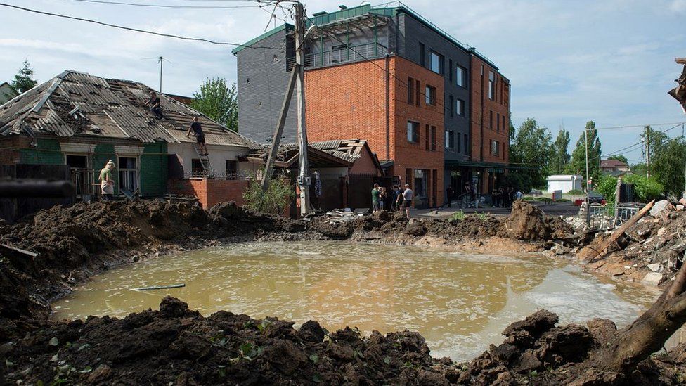 Kharkiv missile crater, 26 Jun 22