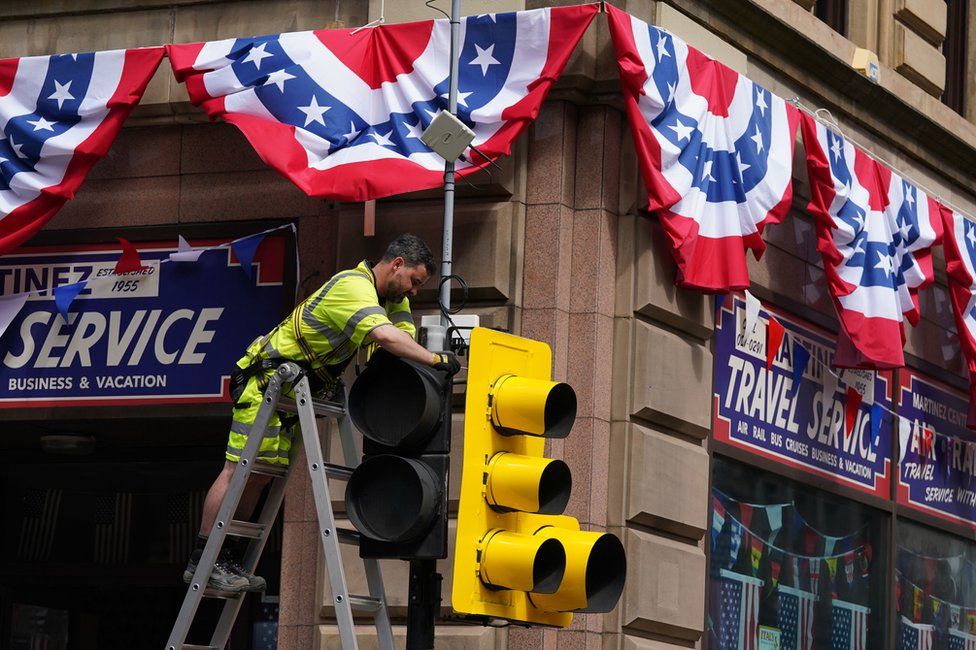 Glasgow draped in Americana for Indiana Jones filming BBC News