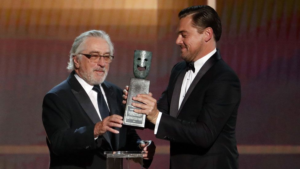 Robert De Niro with Leonardo DiCaprio at the SAG Awards