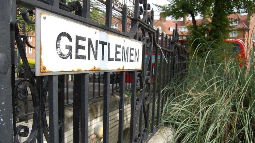 Sign for a public toilet in north London