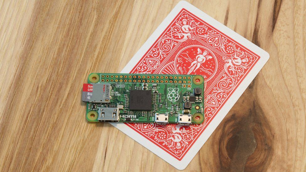 Raspberry Pi Zero with a playing card
