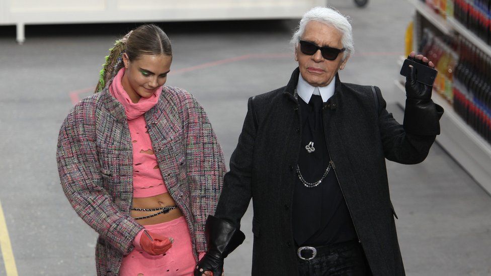 Cara Delevingne and Karl Lagerfeld