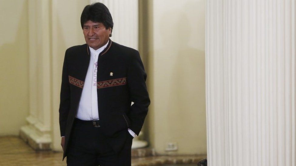 Evo Morales ahead of press conference in La Paz
