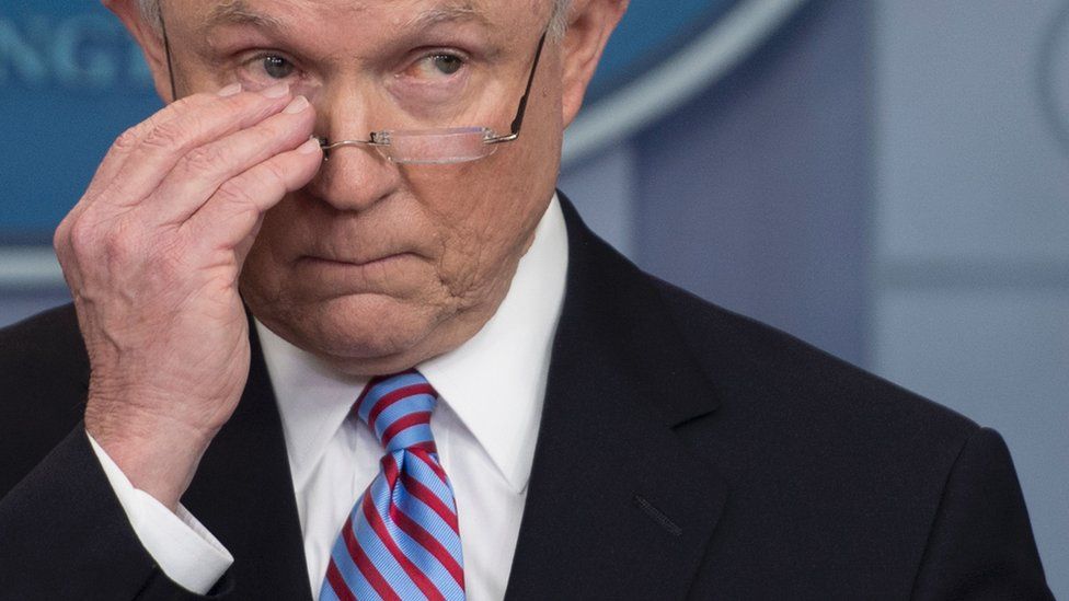 This file photo taken on March 27, 2017 shows US Attorney General Jeff Sessions during the Daily Briefing at the White House in Washington, DC.