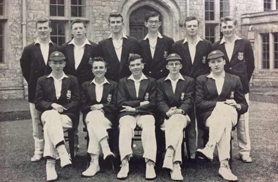 Peter McVerry (seated centre) was a Clongowes prefect and captain of the cricket team