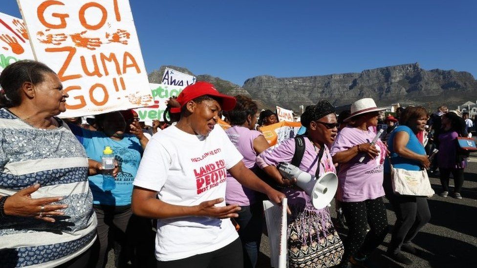 Protestors march against South African president Jacob Zuma in Cape Town, South Africa, 07 August 2017