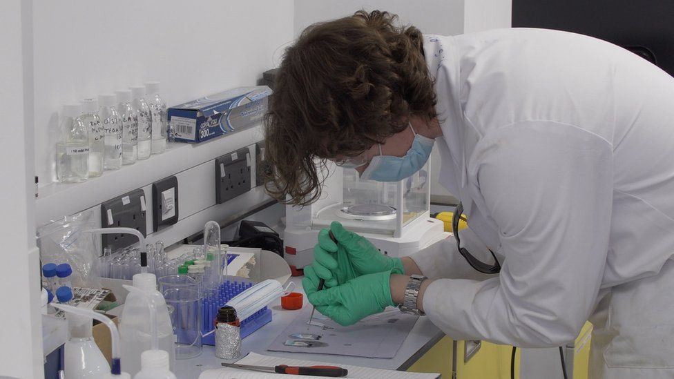 A scientist working in the lab