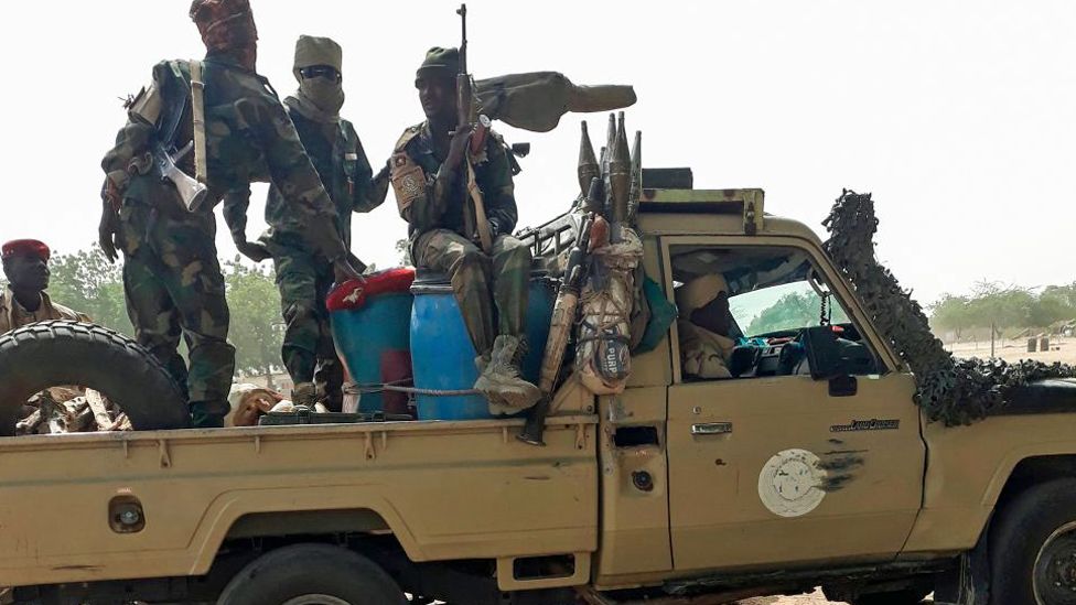 Chadian soldiers in a pickup truck - January 2020