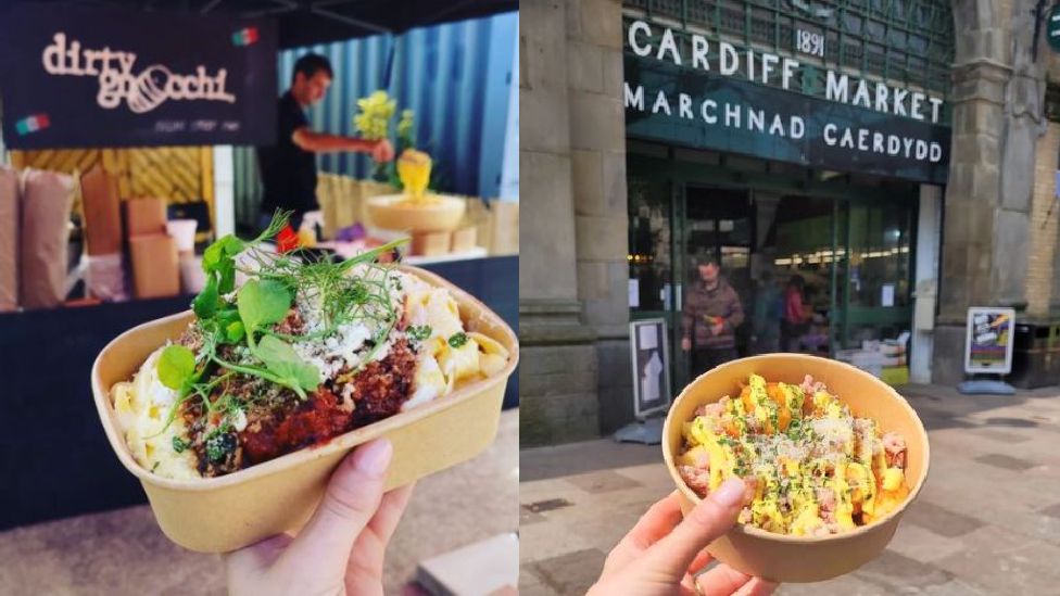 Dirty Gnocchi food as a pop up next to food outside Cardiff Market