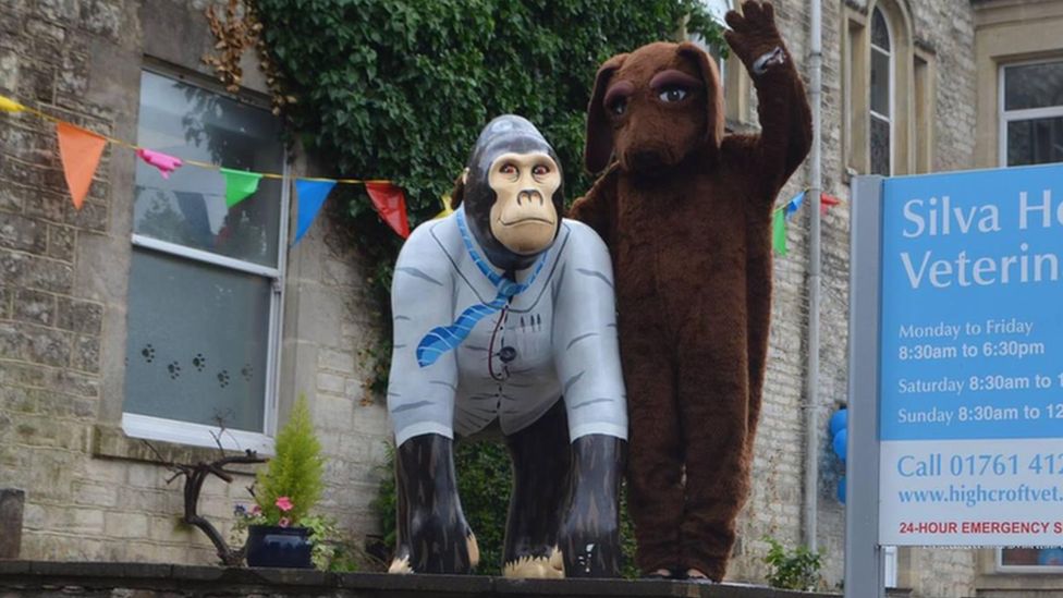 Charlie the gorilla statue stolen from vets in Midsomer Norton BBC News