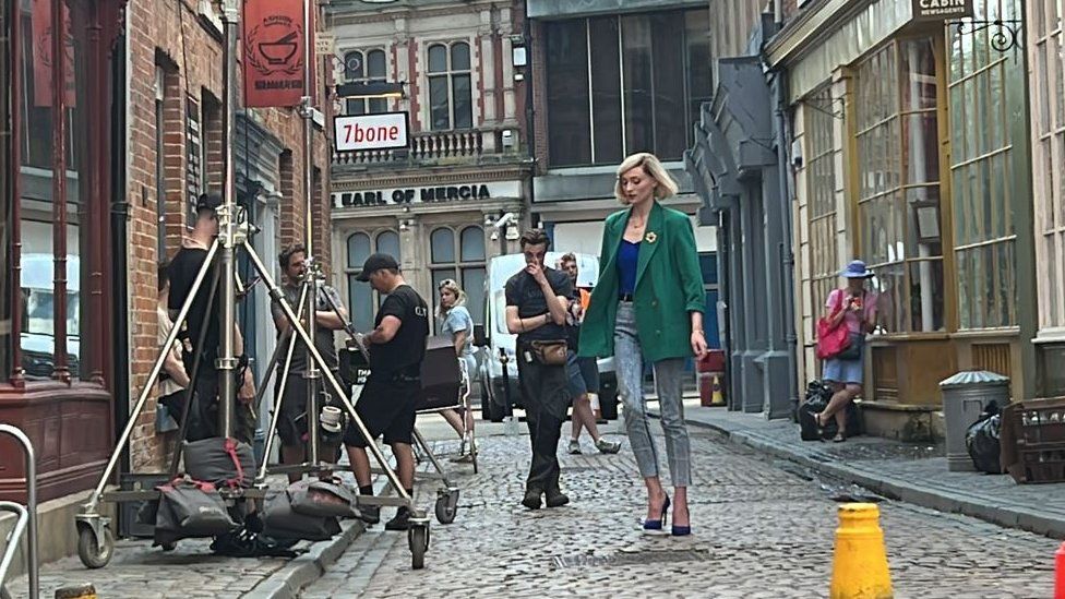Sophie Turner filming in Coventry