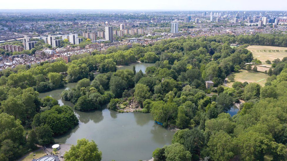 Вид с воздуха на парк Баттерси, Лондон